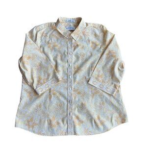 Orvis Button Down 100% Cotton Wrinkle Resistant Women's Size 20 Yellow